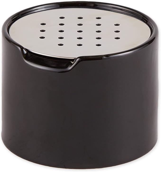 RSVP Reusable Ceramic Fruit Fly Trap for Indoors – Kitchen Fly Catcher Jar with Stainless Steel Vent Lid, Eco-Friendly & Dishwasher Safe Design, Uses Natural Vinegar Bait (Black)