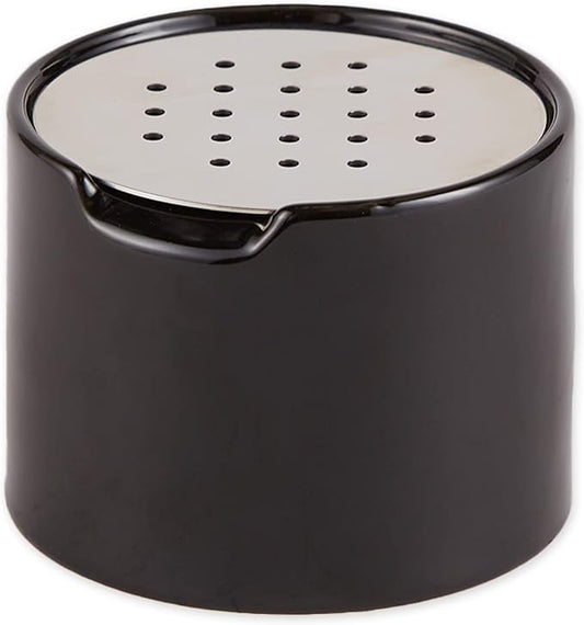 RSVP Reusable Ceramic Fruit Fly Trap for Indoors – Kitchen Fly Catcher Jar with Stainless Steel Vent Lid, Eco-Friendly & Dishwasher Safe Design, Uses Natural Vinegar Bait (Black)