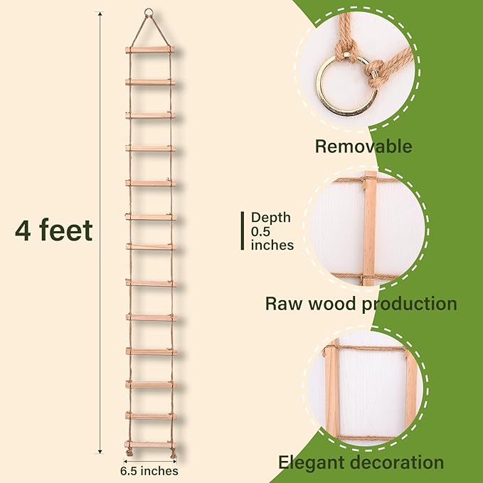 Chain Trellis for Climbing Plants Indoor – Natural Wood Ladder Style Plant Support for Vines, Ideal for Pothos & Ivy, Stylish Modern Design for Home & Garden Use, Indoor/Outdoor