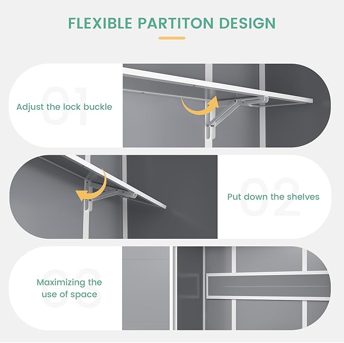 UDPATIO 4.3x5.6ft Resin Outdoor Storage Shed, Vertical Tool Shed with Shelving Brackets for Patio Pool Lawn Garden, Grey White