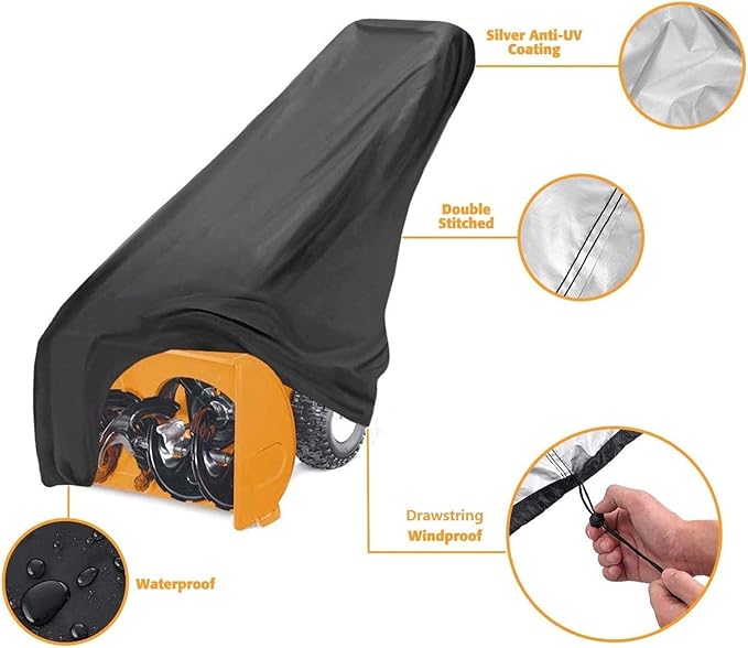 Snow Thrower Cover UCARE Dustproof Waterproof Snow Blower Covers for Most Electric Two-Stage Snow Throwers (L: 60.24x33.07x45.28in/ 153x84x115cm)