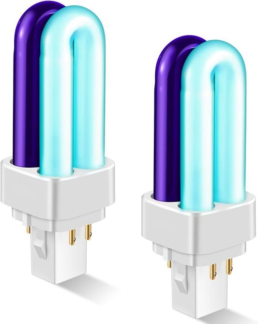 Qualirey 2 Pack 41050 7W Replacement Bulb, Upgraded 2 Color Bug Zapper Replacement Bulb Compatible with Dynatrap DT1050 DT1100 DT1250, 1/2 Acre Mosquito UV Light Trap Replacement Bulbs