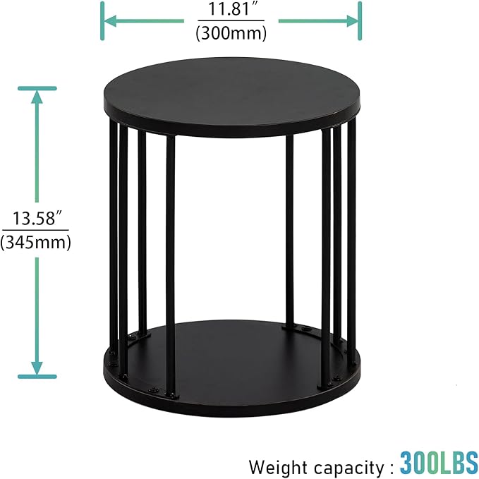 HDANI Small Round Wooden Step Stool for Kids Adults, 300lbs Load Capacity Garden Stool, Non-Slip Small Stool for Plant Stand, Kitchen, Bathroom and Bedroom, Black