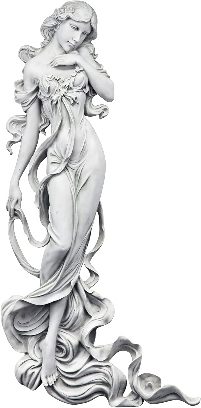 Design Toscano Flora Divine Patroness of Springtime Indoor/Outdoor Wall Frieze Sculpture, 31 inches tall, Cast Stone Resin, Antique Stone Finish