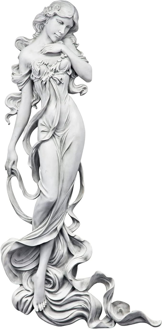 Design Toscano Flora Divine Patroness of Springtime Indoor/Outdoor Wall Frieze Sculpture, 31 inches tall, Cast Stone Resin, Antique Stone Finish