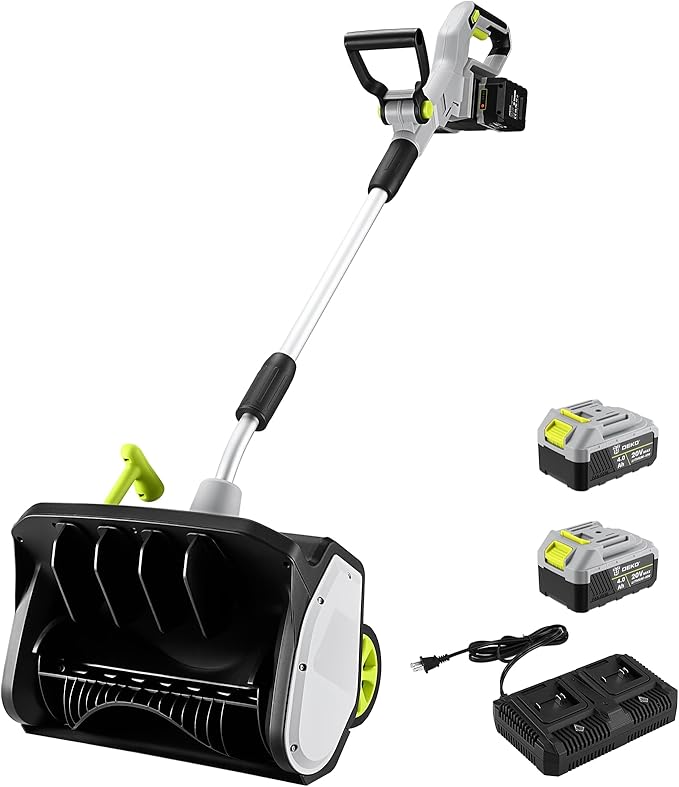 DEKOPRO Cordless Snow Shovel, 40V|17-Inch Cordless Snow Blower，Electric Snow Shovel with LED Light, Adjustable Chute, Lightweight Electric Snow Blower for Sidewalks & Stairs (2×20V Batteries)