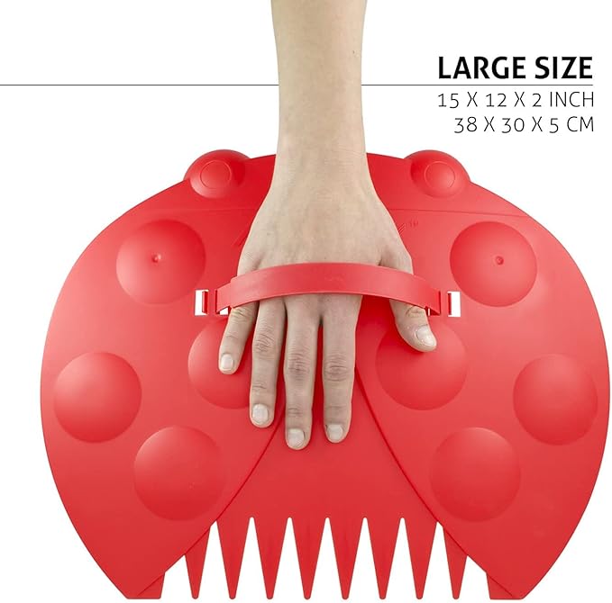 GardenHOME Garden and Yard Scoops Ladybug-Shaped Hand Rakes, Large Grabber with Leaf Claws for Easy Pick Up, Red