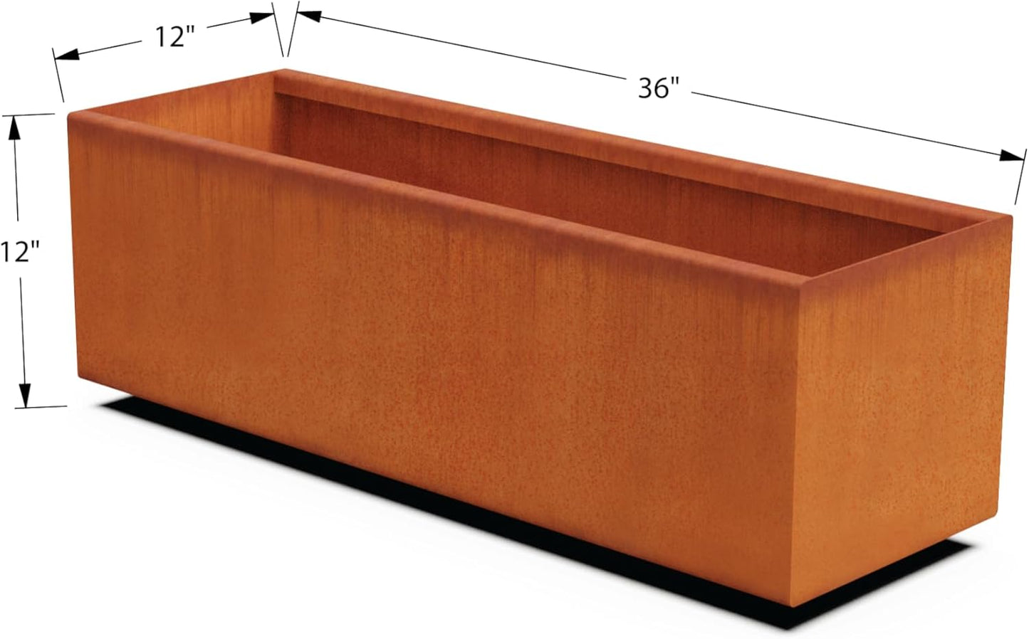 Large Rectangular Planters for Outdoor Plants – 36x12x12 Corten Steel Planter, Heavy Duty Metal Planter Box for Patios, Gardens & Landscapes