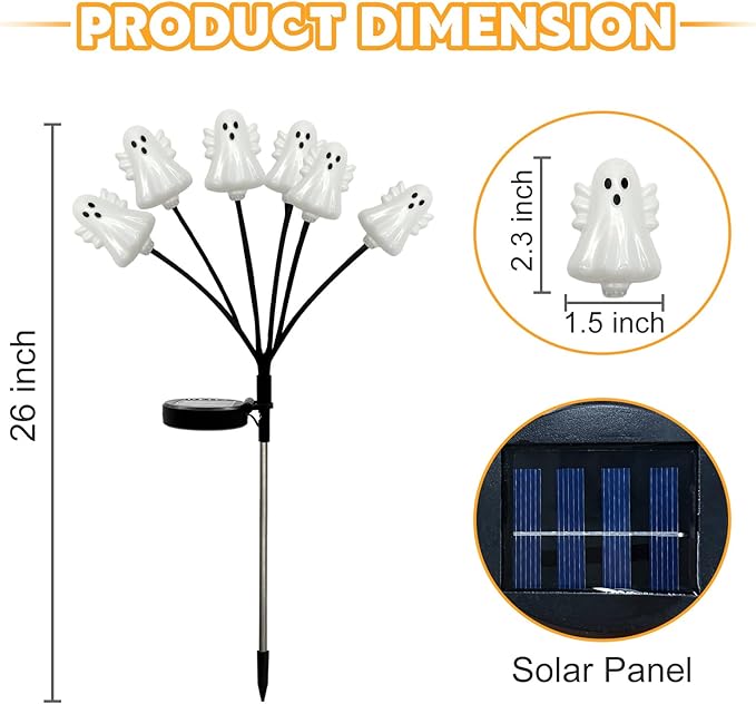 Set of 3 Halloween Ghost Lights Outdoor Solar Pathway Lights with 18 Cool White LEDs for Garden Yard Lawn Patio Decorations