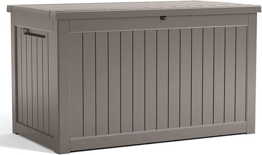 230 Gallon Outdoor Storage Box – Resin Deck Box with Lockable Lid, Waterproof Patio Furniture Storage for Tools, Garden & Yard Organization