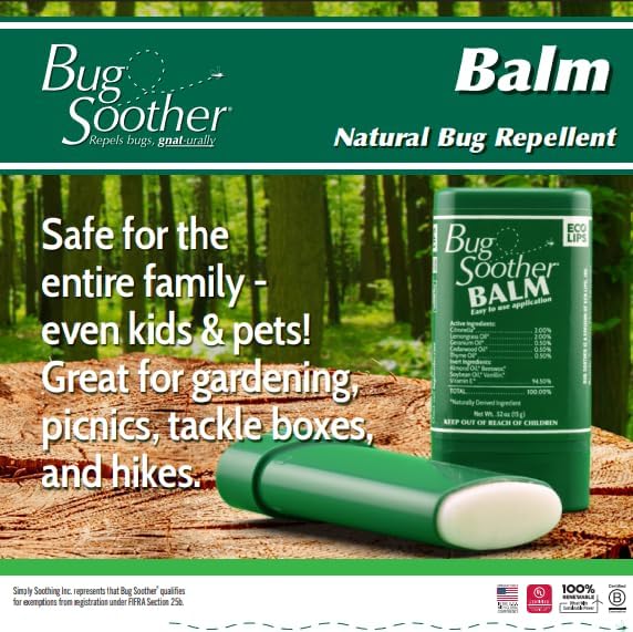 Bug Soother Balm - Natural Insect, Gnat, Black Fly, and Mosquito Deterrent - DEET Free - Safe for Adults, Kids, Pets, & Environment - Made in USA - 0.56 oz. (2-Pack)