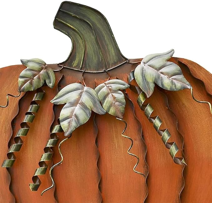 Morning View Pumpkin Garden Stakes Metal Yard Sign Fall Decor Outdoor Autumn Yard Stake Art Pumpkin Lawn Ornaments for Patio Porch Thanksgiving Halloween Harvest 26 Inches Tall Set of 2