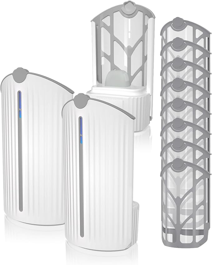 Flying Insect Trap, Fruit Fly Trap Plug in Indoor Bug Catcher with 8 Refill for Gnats, Moths, House & Fruit Flies - Refill Compatible with ZevoM364A/Max (2 Devices + 8 Refills)