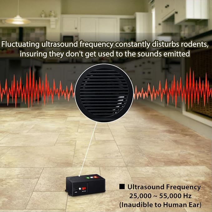 Rodent Repellent for Cars Battery Operated Ultrasonic Mice and Rat Deterrent with LED Flashlights, Wireless Under Hood Animal Repeller Pest Control Device for RV, Truck, and Vehicle Engine Protection