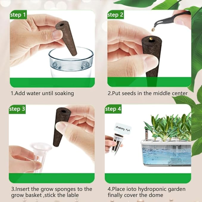 101pcs Hydroponic Pods Kit - Grow Anything Seed Pods with 30 Grow Sponges, 30 Labels, 15 Grow Baskets & Domes 10 Plant Tags and 1 tweezer | Fits Most Indoor Gardening Planting Systems