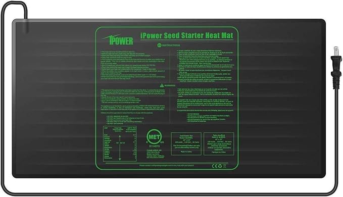 iPower GLHTMTL-A 48" x 20" Waterproof Durable Seedling Heat Mat Warm Hydroponic Plant for Indoor Gardening Germination Starting, Black