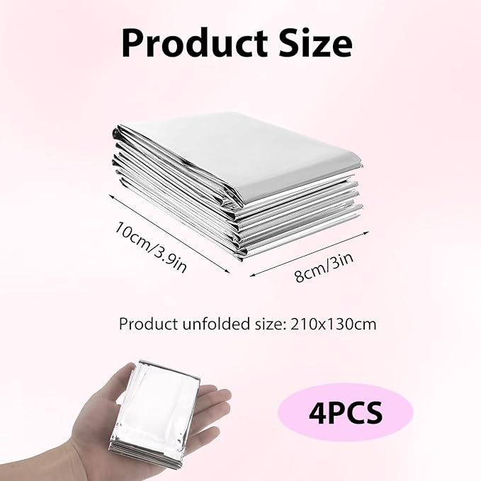 4 Pack High Silver Reflective Mylar Film, 83x 52 inch Plant Growth Mylar Films High Reflectivity, Keep Warm, Perfect for Plant Growth, First Aid, Marathon, Camping, Outdoor Survival