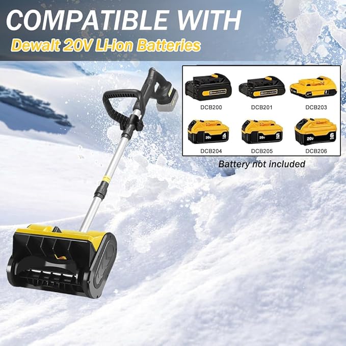 Cordless Snow Shovel,12" Electric Snow Blower with Adjustable Handle and Directional Plate,6.2" Clear Depth with Front Handle for Deck,Patio,Bare Tool(No Battery) (for Dewalt)