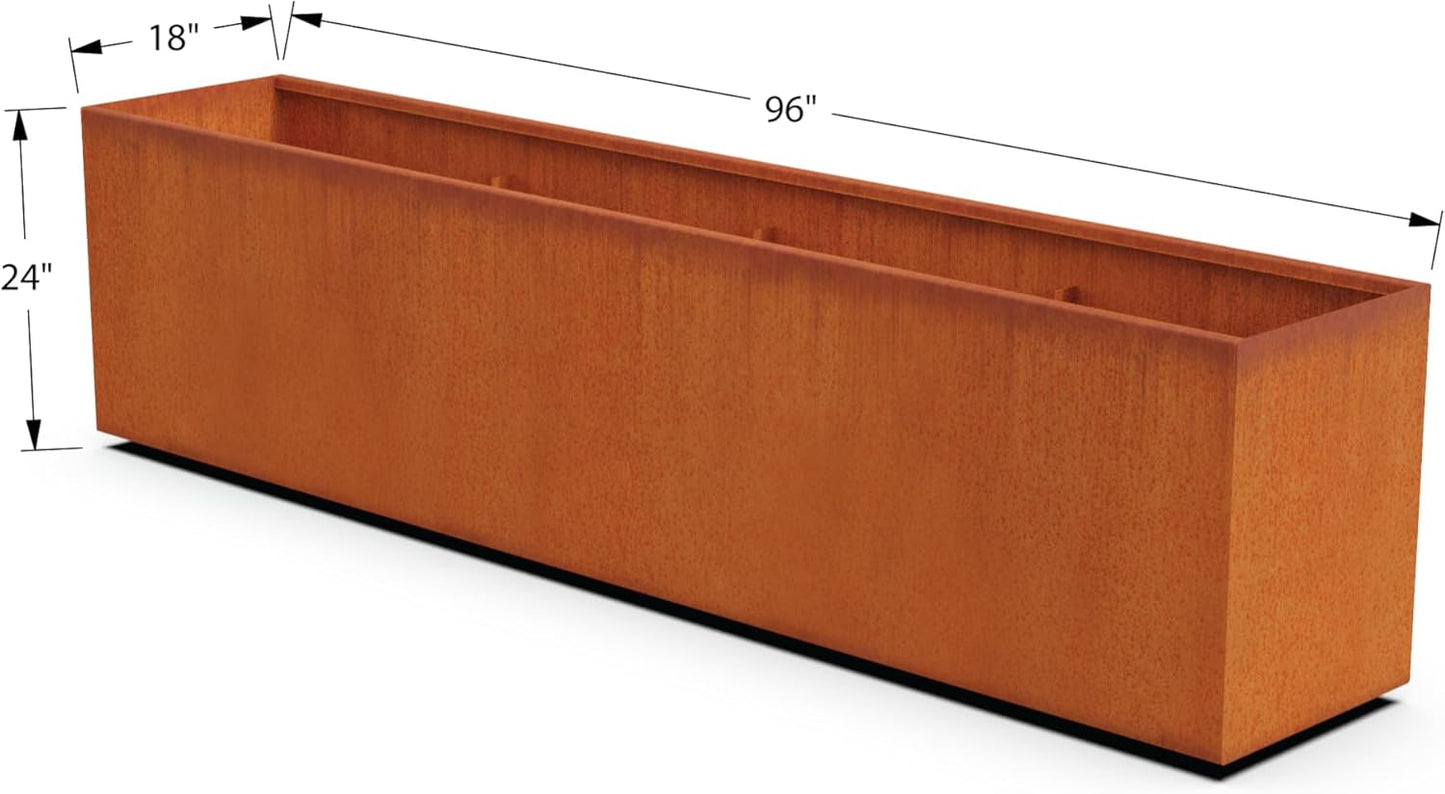Extra Large Planters Outdoor 96 Inch - Large Rectangular Planters for Outdoor Plants, Corten Steel Planter Box for Garden & Patio Dividers, Metal Planter Rectangle, Fully Assembled