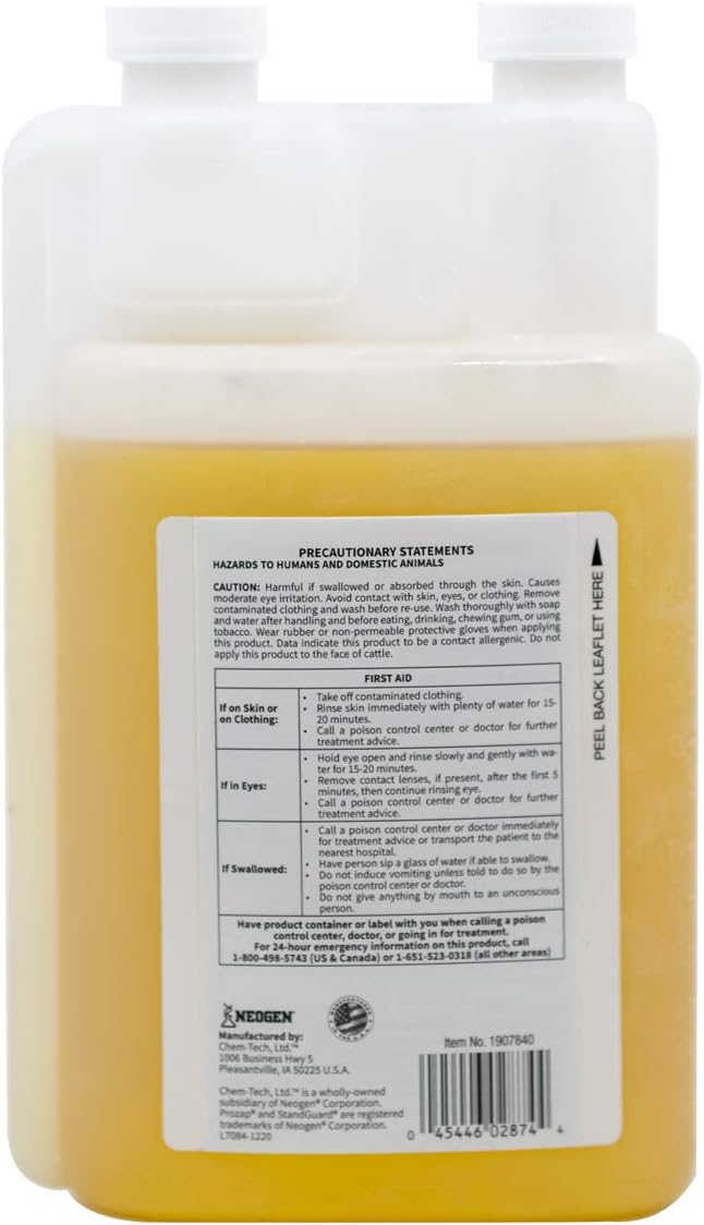 Neogen 1907840 Prozap StandGuard Pour-On 900 mL Insecticide, Yellowish, Brown