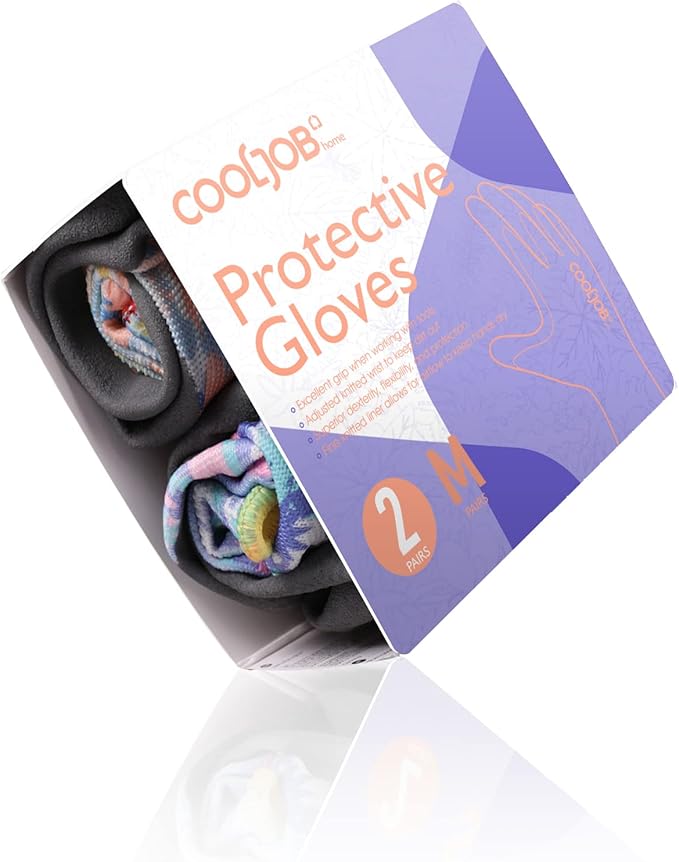 COOLJOB Colorful Gardening Gloves Best Gift for Women Ladies, 2 Pairs Breathable Rubber Coated Garden Gloves, Outdoor Protective Work Gloves, Varied Colors, Size Medium, 2 Pairs M