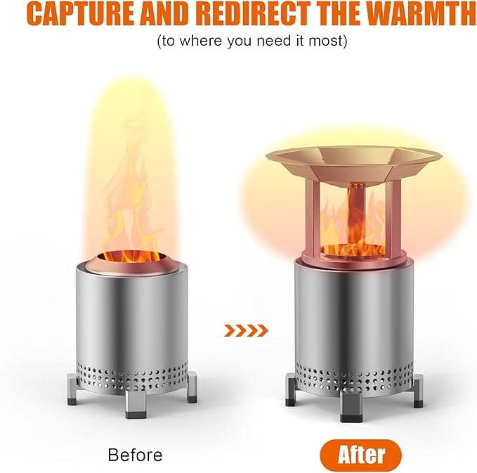 KEESHA Heat Deflector for Mesa XL Solo Stove 10.5’’, 304 Stainless Steel Heat Diffuser with 3 Detachable Legs, 1.4 lbs Solo Stove Mesa XL Accessories-Capture Warmth & Expands Heat Radius