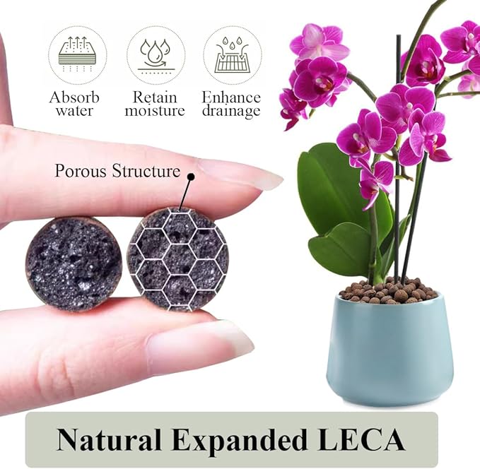 Clay Pebbles for Plants, 8mm-12mm Expanded LECA Balls Plant Garden Soil, Hydroponic, Aquaponics, Natural Leca Balls for Soil Root Development, Orchid Potting Mix, 2lb