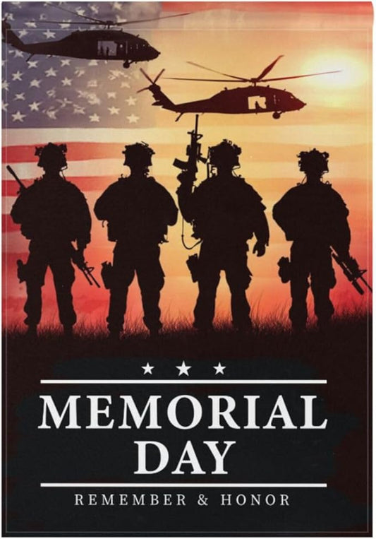 Kcldeci Memorial Day Soldier Welcome Garden Flag 12x18 Inch Yard Flags Large Vertical Double Sided House Flag Seasonal Outside Decor for Yard Farmhouse
