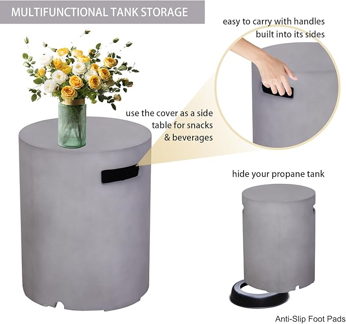 Afterglow 16" Propane Tank Cover Table, (Grey)