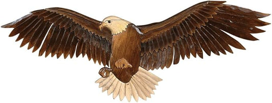 BLACK FOREST DECOR Flying Eagle Wood Carving Wall Art