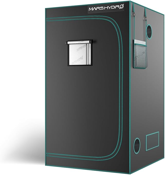MARS HYDRO 3.3x3.3 Advanced Grow Tent, 39"x39"x71" High Reflective Mylar 1680D for Hydroponics Indoor Plant Growing, with Observation Window,Floor Tray and Smooth Zipper for TS1000/FC3000/FC-E3000