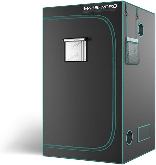 MARS HYDRO 3.3x3.3 Advanced Grow Tent, 39"x39"x71" High Reflective Mylar 1680D for Hydroponics Indoor Plant Growing, with Observation Window,Floor Tray and Smooth Zipper for TS1000/FC3000/FC-E3000