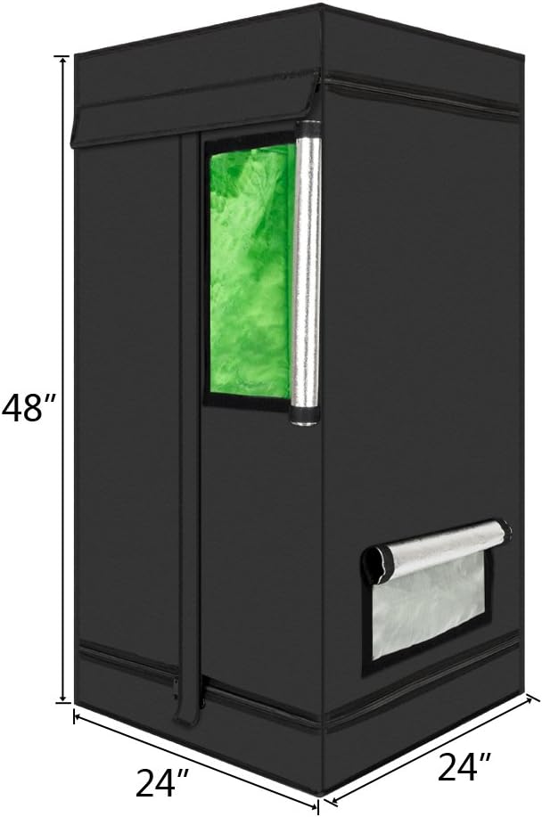 Plant Grow Tent, Black, 60x60x120cm, Indoor Growing with Observation Window and Floor Tray