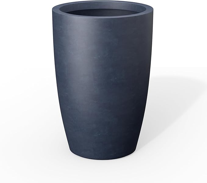 Kante 18.1" H Tall Round Concrete Planter for Outdoor Indoor, Modern Decorative Plant Pots with Drainage Hole & Rubber Plug for Home, Patio, Garden, Charcoal