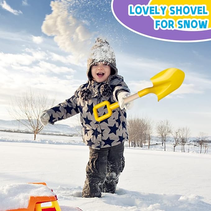 Dilabnba 16Inch Kids Beach Spades Sand Shovels, Jumbo Sturdy Wood Handle ABS Plastic Shovels Scoops Tools for Digging Beach Sandbox Snow, Sandbox Garden Toys Set for Toddlers Kids 3-10(2PCS)