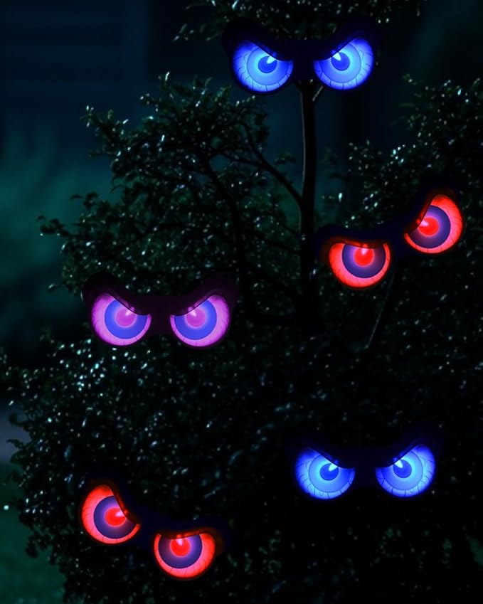 Halloween Decorations, 5 Pack Glowing & Flashing LED Eye Lights for Indoor/Outdoor Use, Bush, Yard, Window, Party