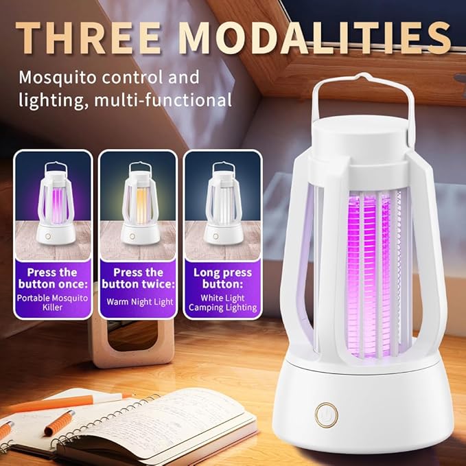 Bug Zapper Outdoor Indoor, Electric Fly Zapper with 4ft Power Cord, Three Modes Mosquito Killer，Waterproof Portable Mosquito Zapper for Home,Patio,Camping