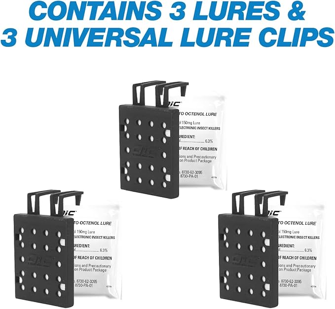 PIC Mosquito Octenol Lure (3 Pack), Attracts Mosquitoes, for Use with Electronic Insect Killers & Traps