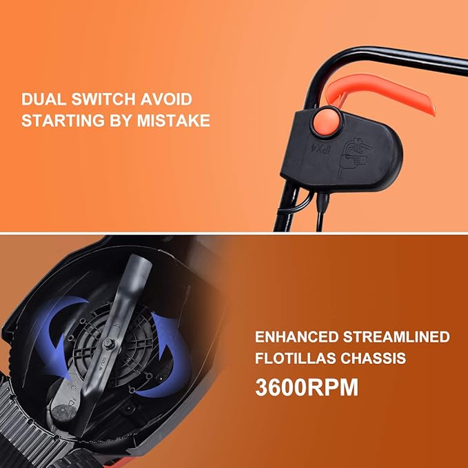 Goplus Lawn Mower, 13 Inch 2-in-1 Electric Lawn Mower with Grass Collection Bag, Folding Handle, Adjustable Cutting Height, Corded Push Lawn Mowers for Garden Yard, 12 Amp (Red)