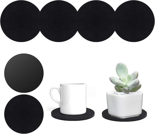 Plant Coaster Mat Reversible(Fabric/Leather),6Pcs Plant Coasters for House Plants Indoor & Outdoor,Household Products Absorbent/Waterproof(4inch)