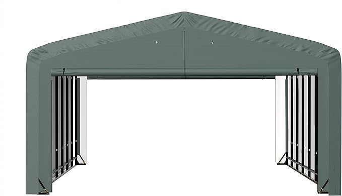 ShelterLogic ShelterTube Garage & Storage Shelter, 20' x 32' x 12' Heavy-Duty Steel Frame Wind and Snow-Load Rated Enclosure, Green