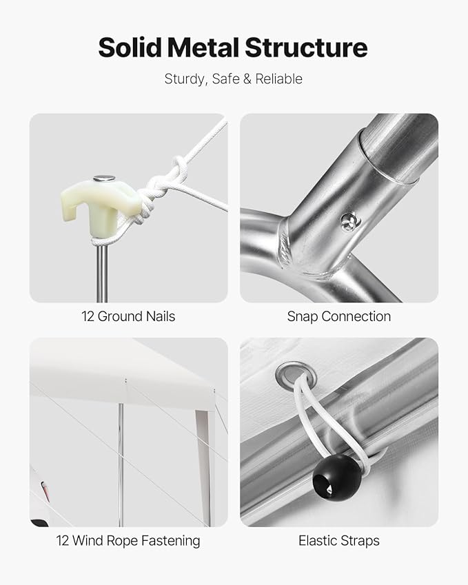 VEVOR Carport, 10 x 20 FT Outdoor Car Canopy, Potable Carport, Heavy Duty Galvanized Cars Shelter, UV-Resistant & Water-Resistant, All-Season Protection, Storage Shed for Car Boat Motorcycle White