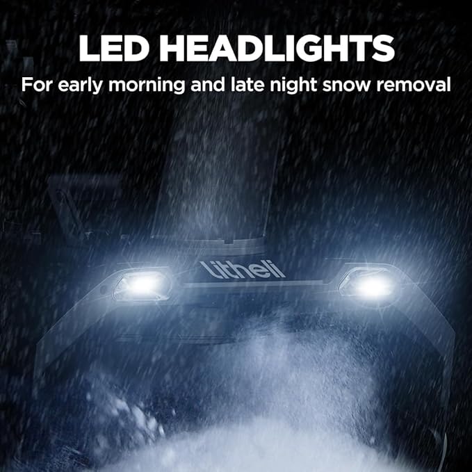 Litheli 2X20V Cordless Snow Blower, 20 Inch Snow Thrower with 4.0Ah Battery, Electric Snow Blowers with LED Spotlight and Brushless Motor for Walkways and Driveways