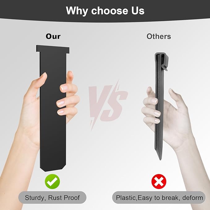 12 Pack Straight Clips 9 inch Tall for 10/12 inch Ganeekiron Galvanized Steel Edging, Black