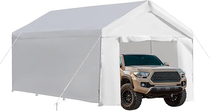 LVUYOYO Carport, 10'x20' Heavy Duty Car Canopy, Outdoor Portable Carport with Removable Sidewalls, All Weather Garage Tent for Car, Truck, Boat, Party