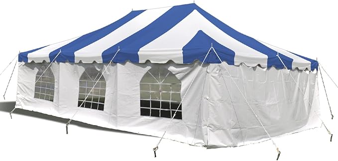 Party Tents Direct 20'x 30' Weekender Canopy Pole Tent with Sidewalls - Easy Up Canopy Tent with 120 Person Capacity - Outdoor Canopies for Parties, Weddings, and Events (Blue/White)