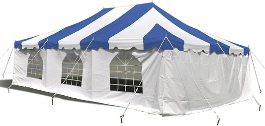 Party Tents Direct 20'x 30' Weekender Canopy Pole Tent with Sidewalls - Easy Up Canopy Tent with 120 Person Capacity - Outdoor Canopies for Parties, Weddings, and Events (Blue/White)