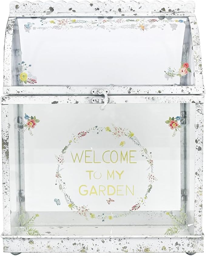 Vintage Large Plant Terrarium Distressed Glass Greenhouse with Lid Indoor Tabletop Planter House Shape Container Display Box for Orchid Succulent Fern Moss Cacti Window Gardern Decor Gift