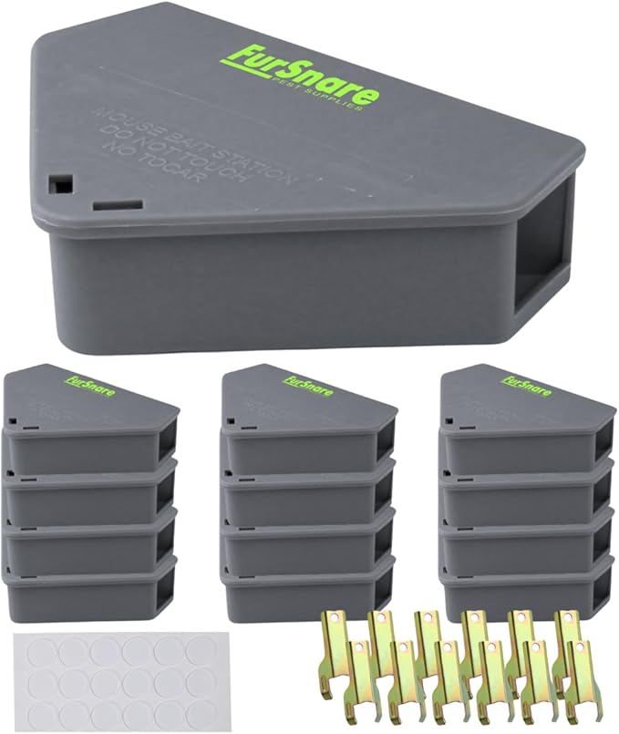 Mouse Bait Station for Outdoor & Indoor with Keys - Mice Traps for House Indoor Kill - Mouse Poisoning Bait Box for Home, Pest Control - Reusable, Safe for Kids & Pets (12 Pack, Gray)