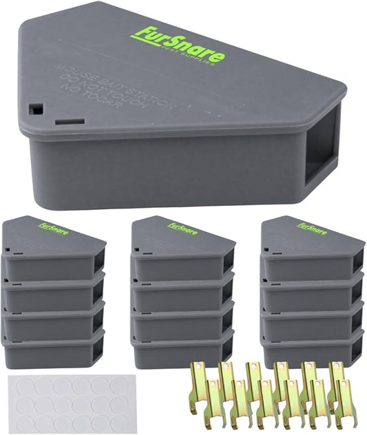 Mouse Bait Station for Outdoor & Indoor with Keys - Mice Traps for House Indoor Kill - Mouse Poisoning Bait Box for Home, Pest Control - Reusable, Safe for Kids & Pets (12 Pack, Gray)